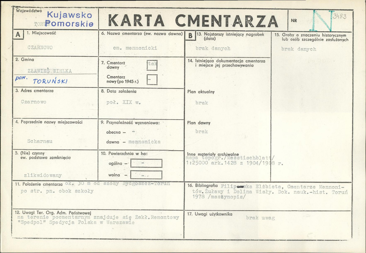 KC - Karta cmentarza, skan nr 1