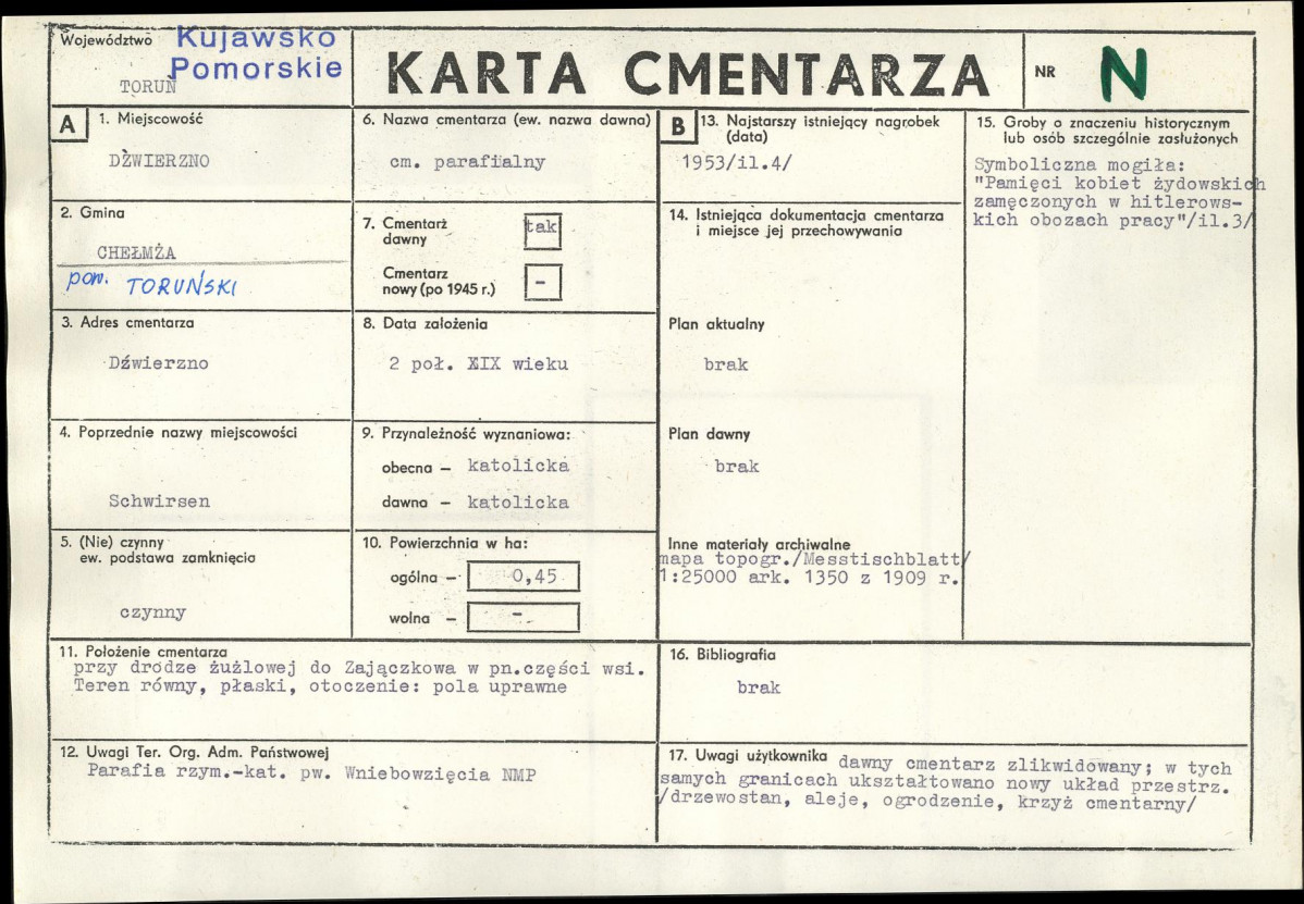 KC - Karta cmentarza, skan nr 1