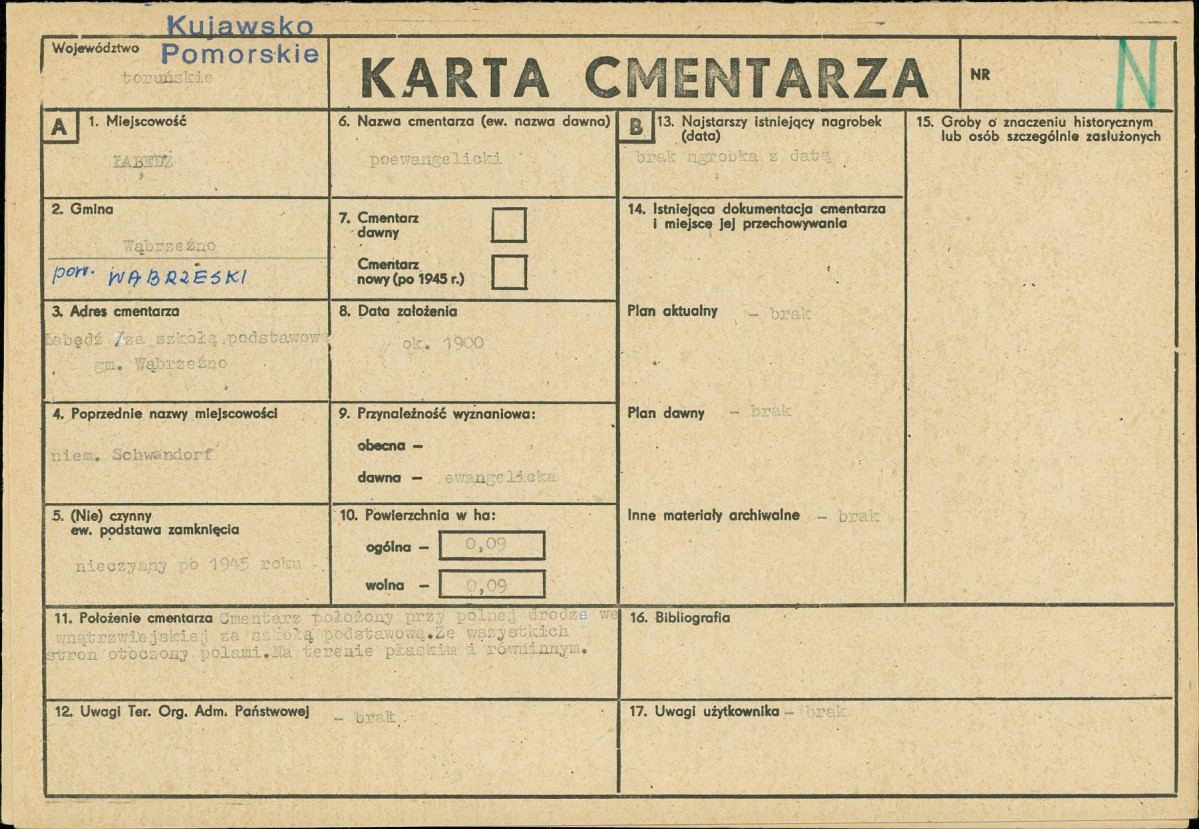 KC - Karta cmentarza, skan nr 1