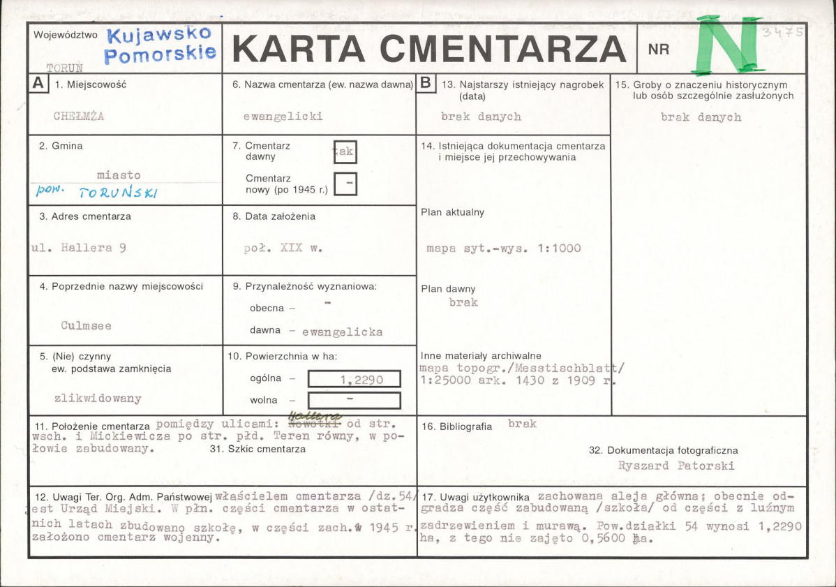 KC - Karta cmentarza, skan nr 1