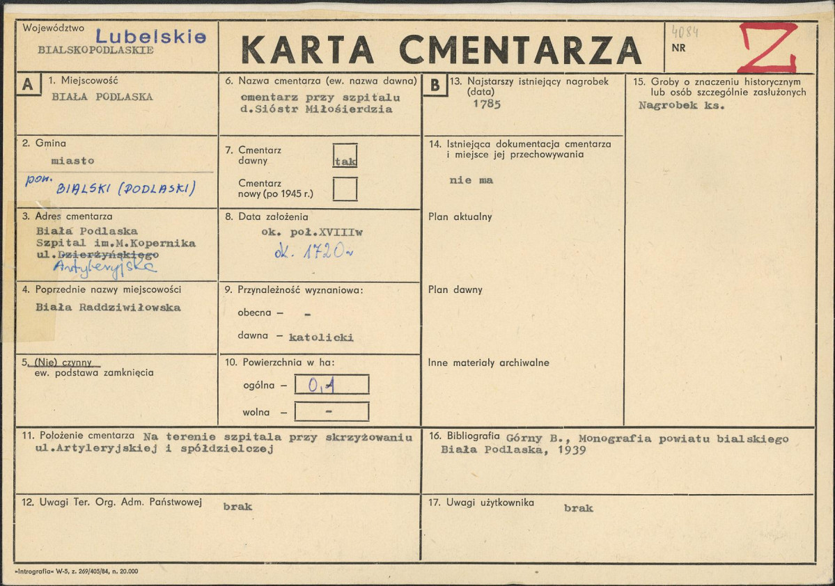 Karta cmentarza, skan nr 1