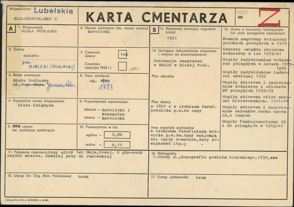Karta cmentarza, skan nr 1