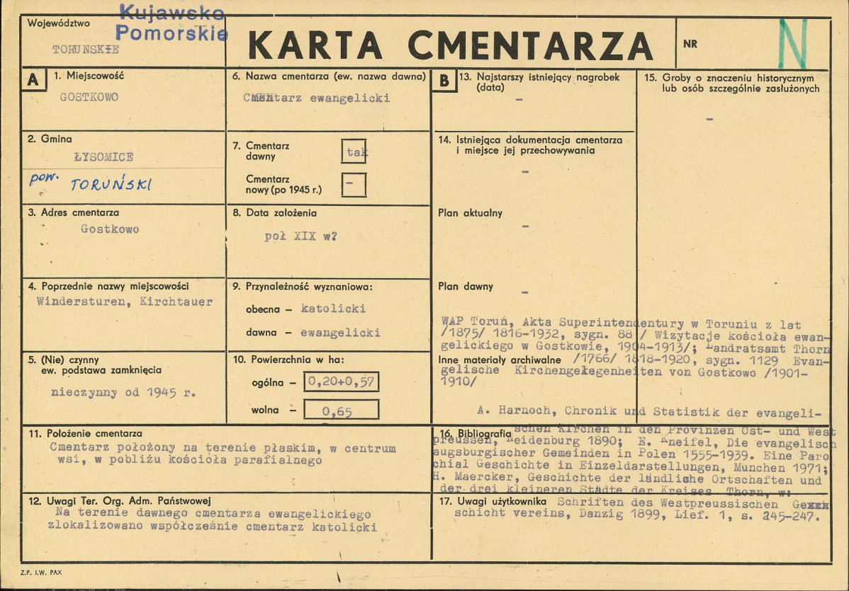 KC - Karta cmentarza, skan nr 1