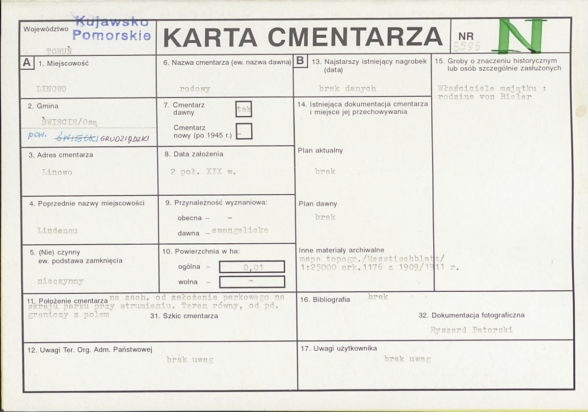 KC - Karta cmentarza, skan nr 1
