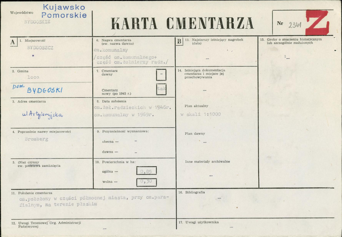KC - Karta cmentarza, skan nr 1