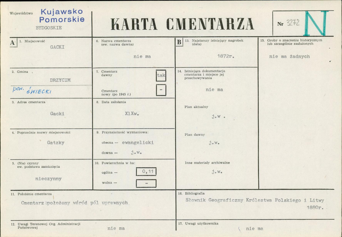 KC - Karta cmentarza, skan nr 1