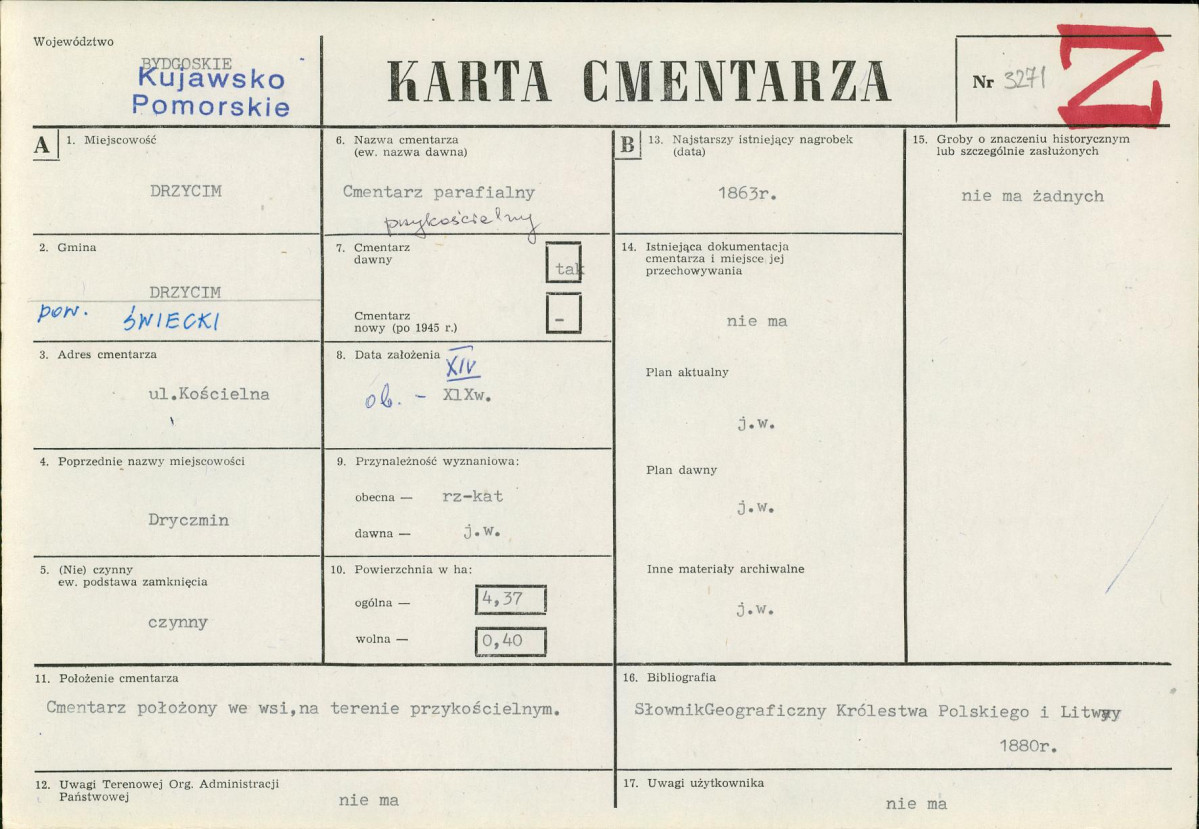 KC - Karta cmentarza, skan nr 1