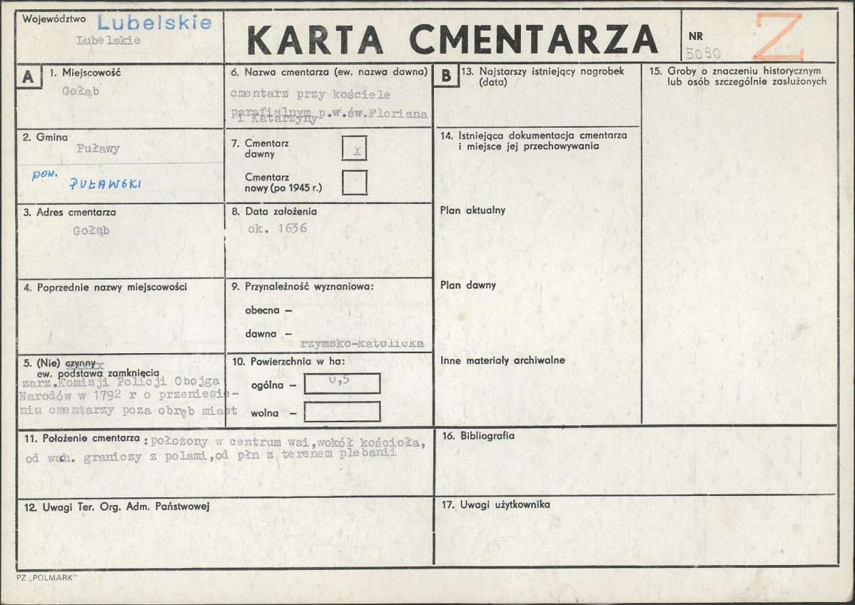 KC - Karta cmentarza, skan nr 1