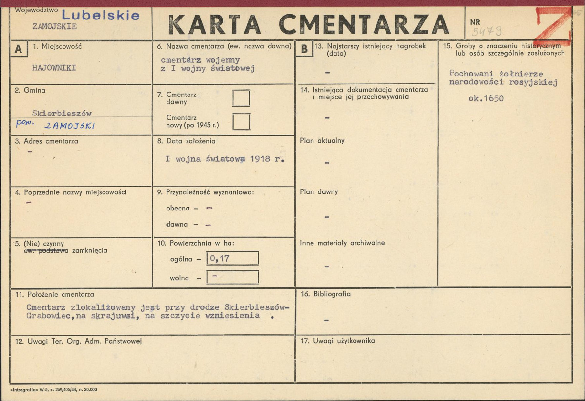 KC - Karta cmentarza, skan nr 1