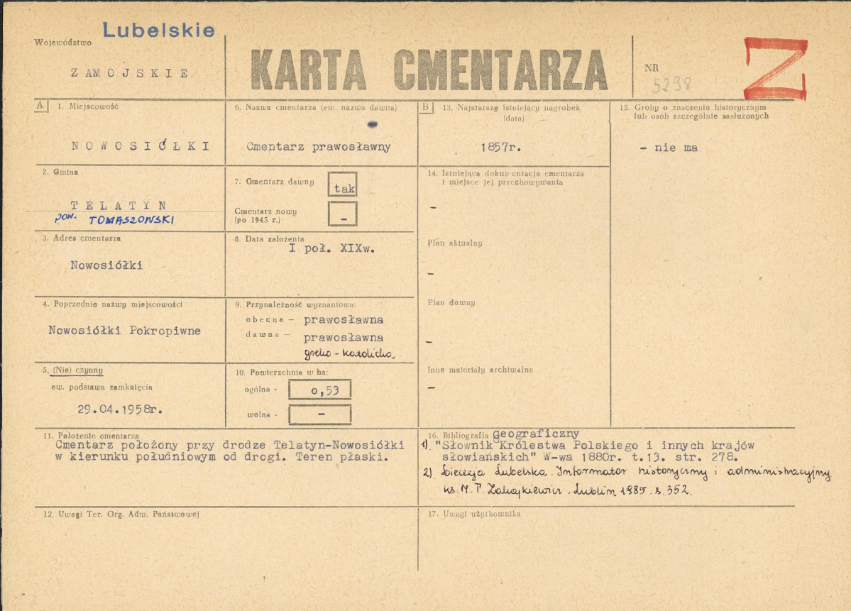 KC - Karta cmentarza, skan nr 1