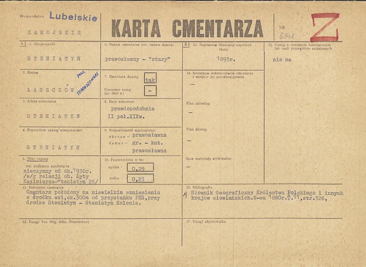 KC - Karta cmentarza, skan nr 1