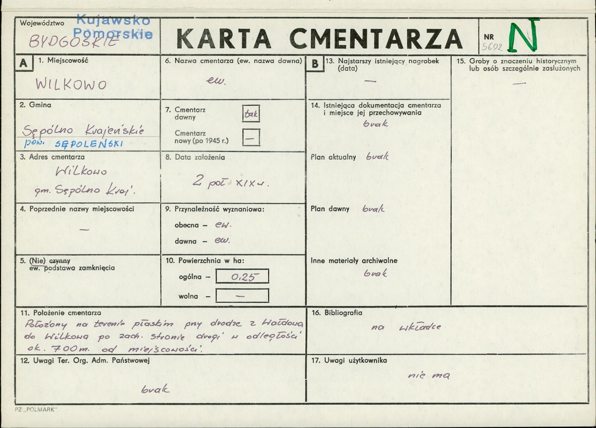 KC - Karta cmentarza, skan nr 1