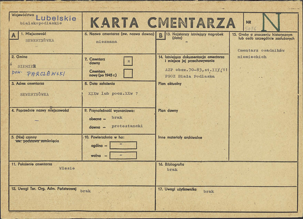 KC - Karta cmentarza, skan nr 1