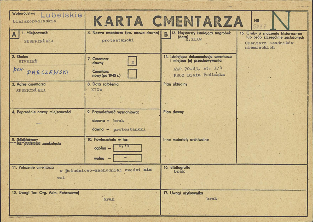 KC - Karta cmentarza, skan nr 1