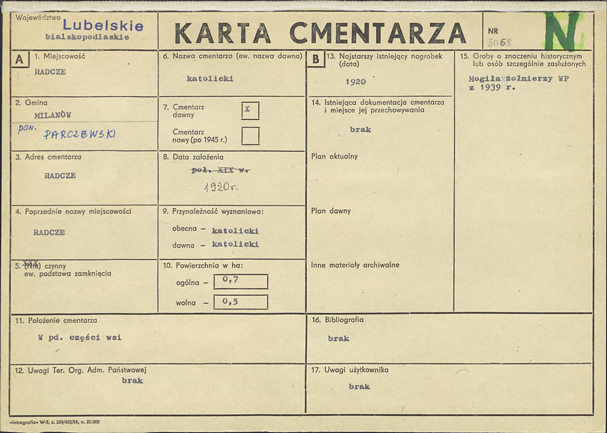 KC - Karta cmentarza, skan nr 1