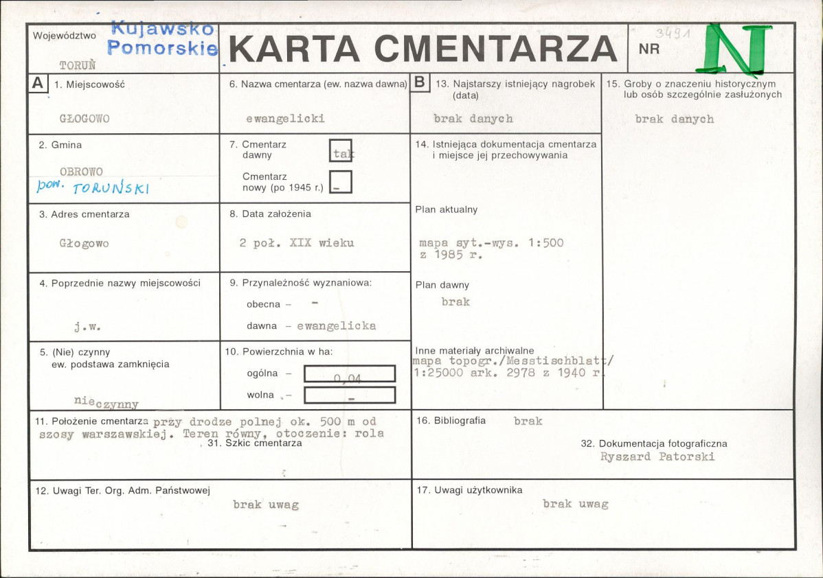 KC - Karta cmentarza, skan nr 1