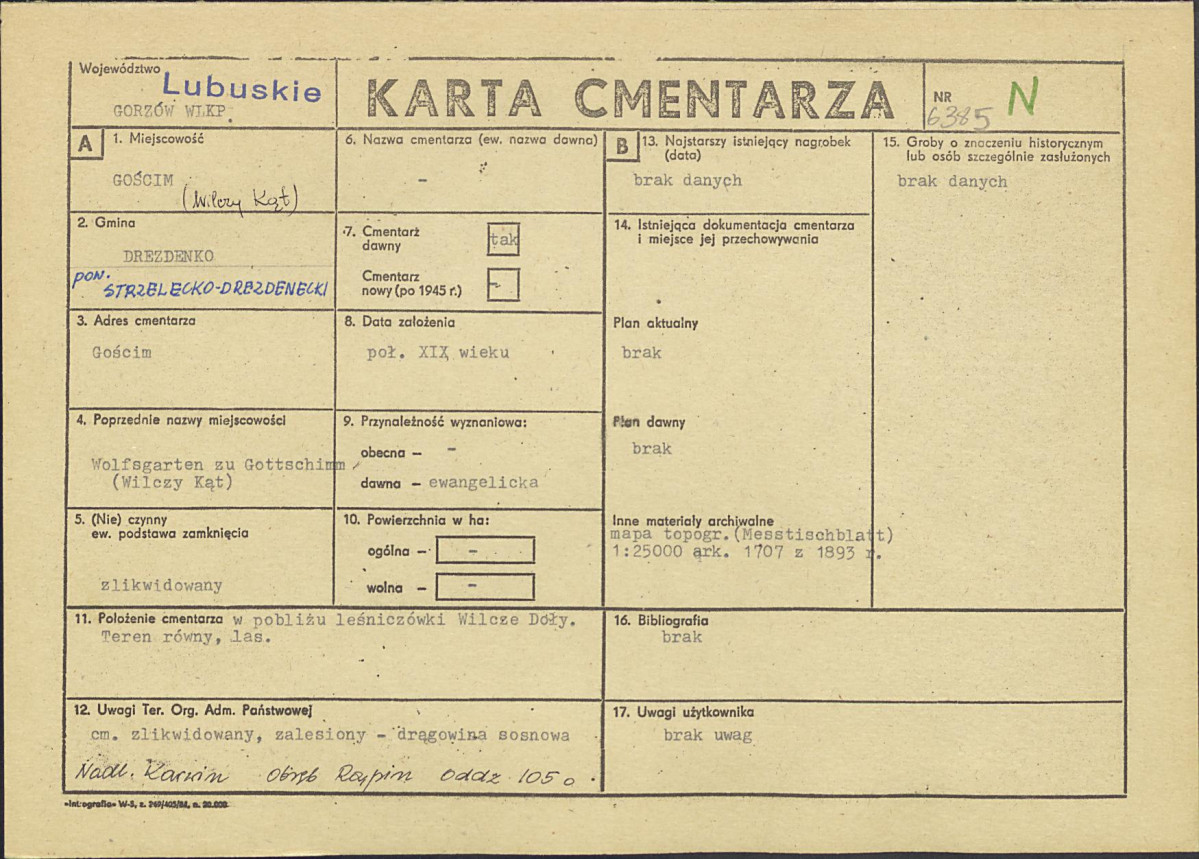 KC - Karta cmentarza, skan nr 1
