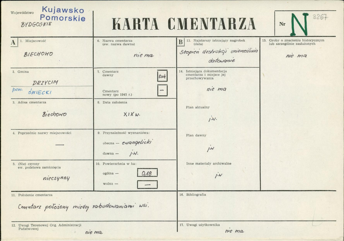 KC - Karta cmentarza, skan nr 1