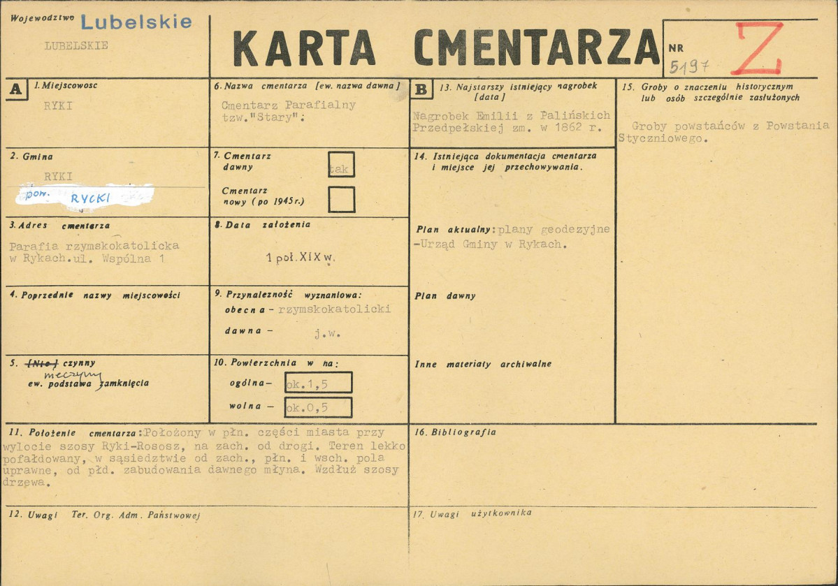 KC - Karta cmentarza, skan nr 1