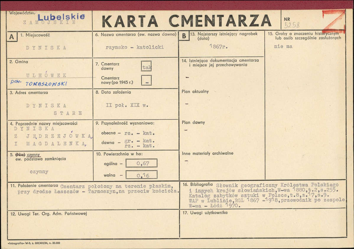 KC - Karta cmentarza, skan nr 1