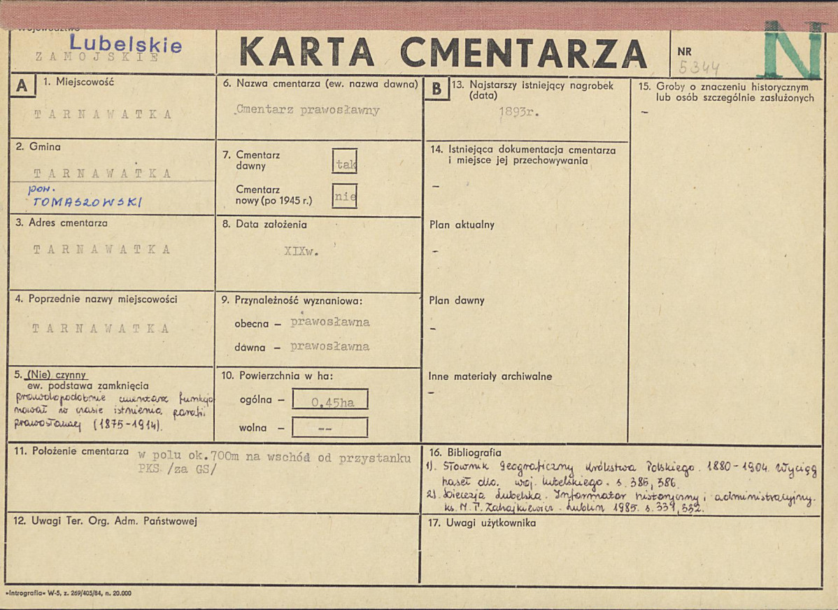 KC - Karta cmentarza, skan nr 1