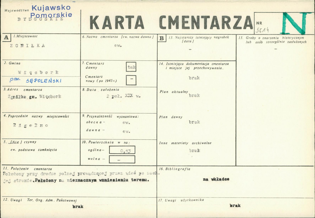 KC - Karta cmentarza, skan nr 1