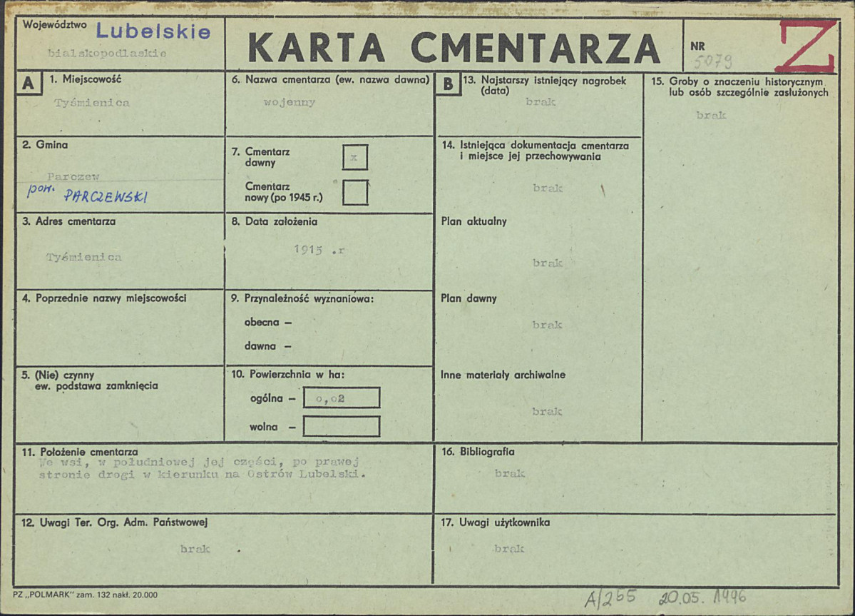 KC - Karta cmentarza, skan nr 1