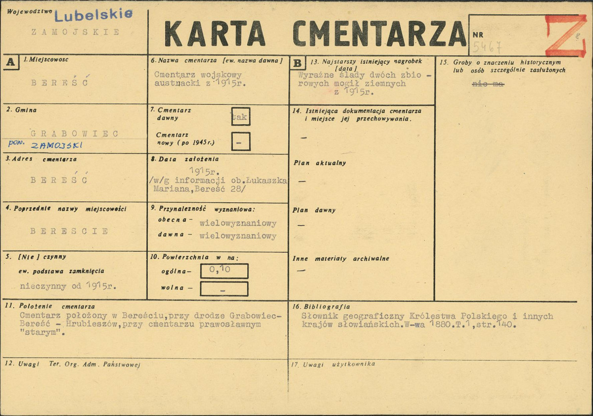 KC - Karta cmentarza, skan nr 1
