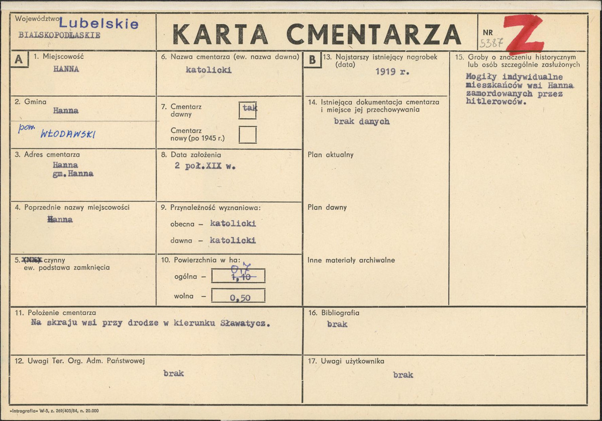KC - Karta cmentarza, skan nr 1