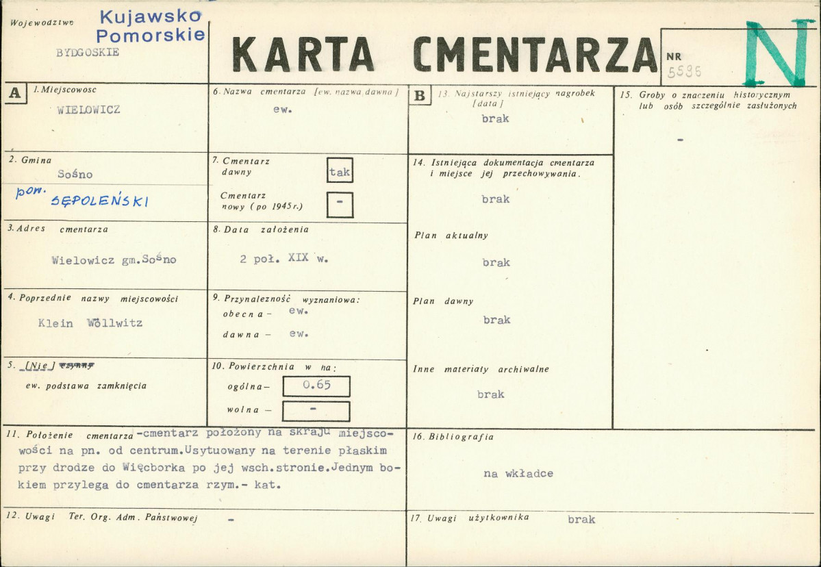 KC - Karta cmentarza, skan nr 1