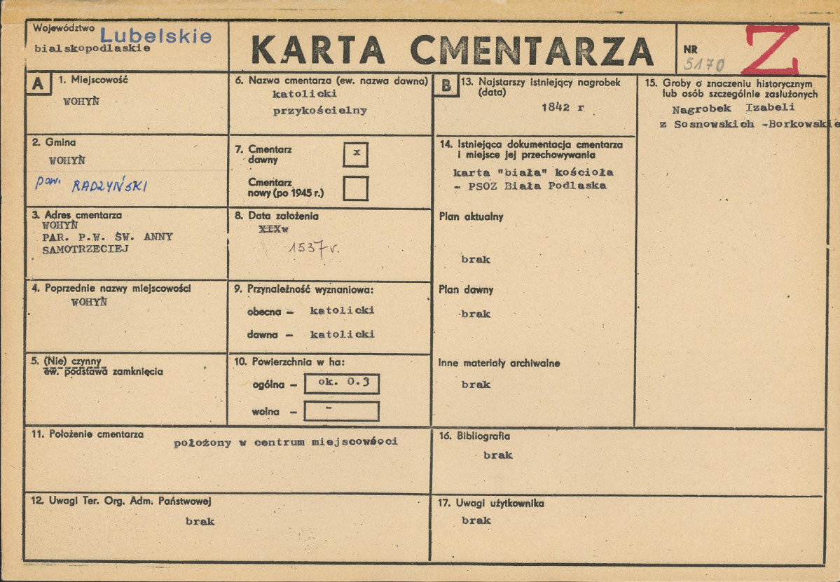 KC - Karta cmentarza, skan nr 1