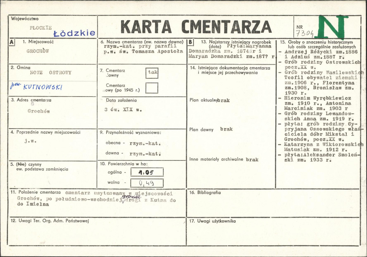 Karta cmentarza, skan nr 1