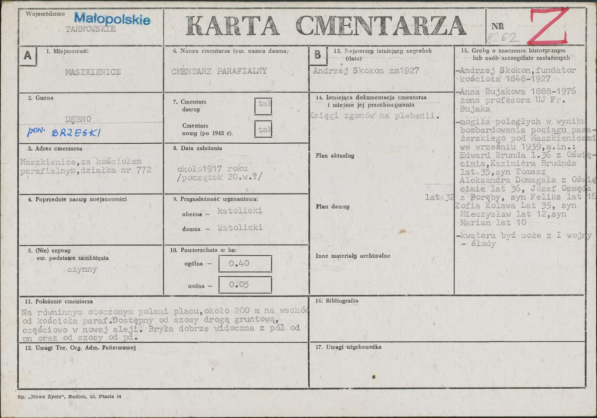 Karta cmentarza, skan nr 1