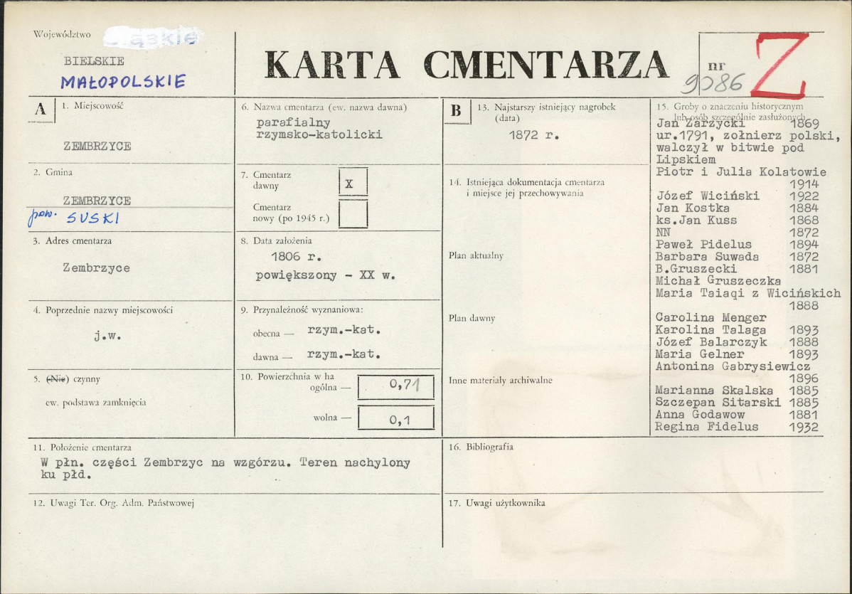 Karta cmentarza, skan nr 1