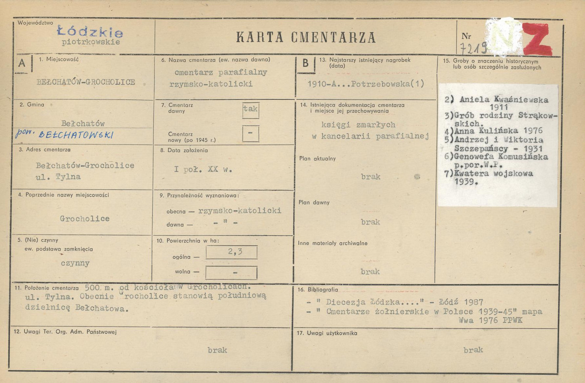 Karta cmentarza, skan nr 1