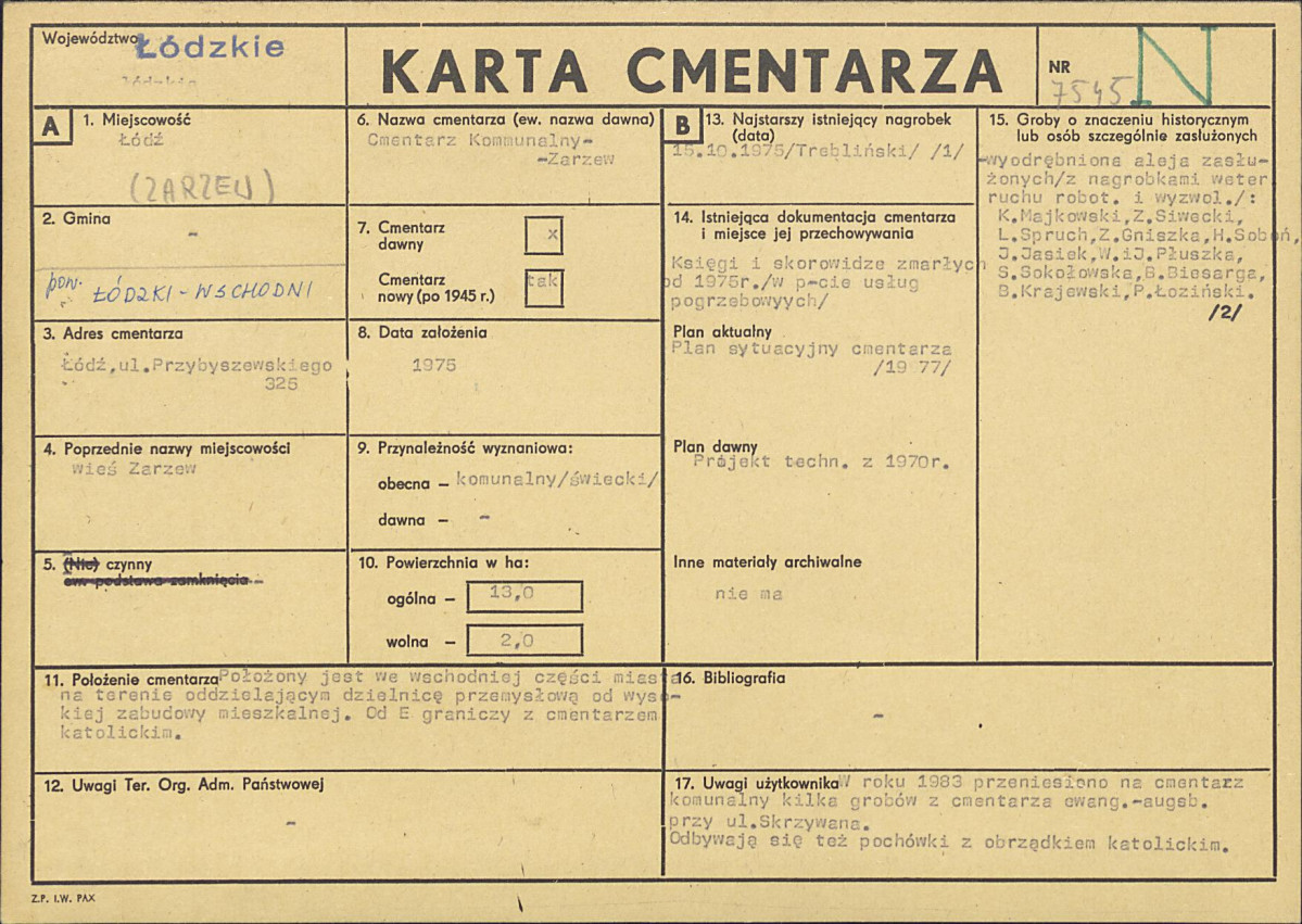 Karta cmentarza, skan nr 1