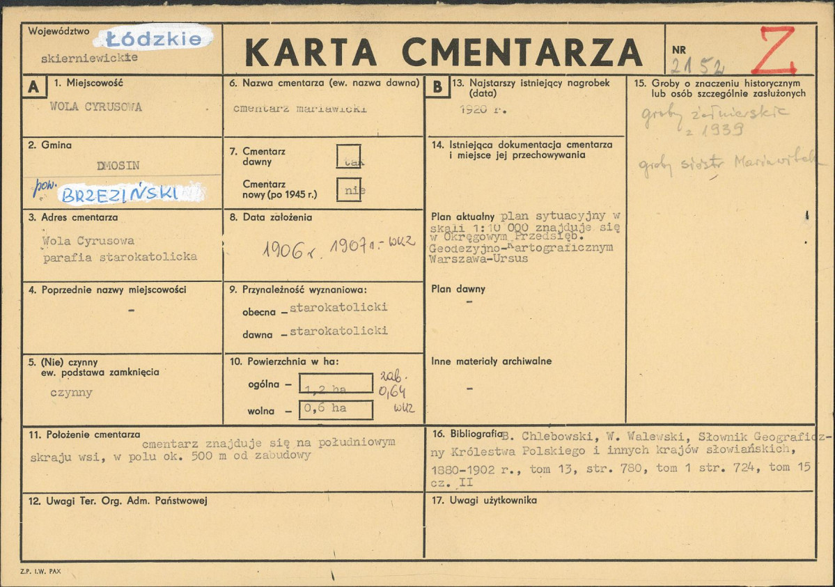 Karta cmentarza, skan nr 1