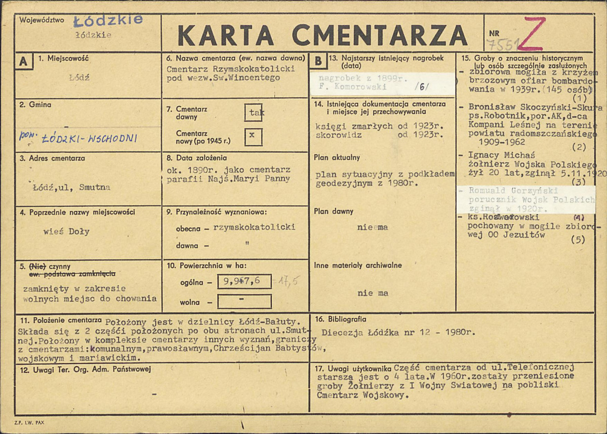 Karta cmentarza, skan nr 1