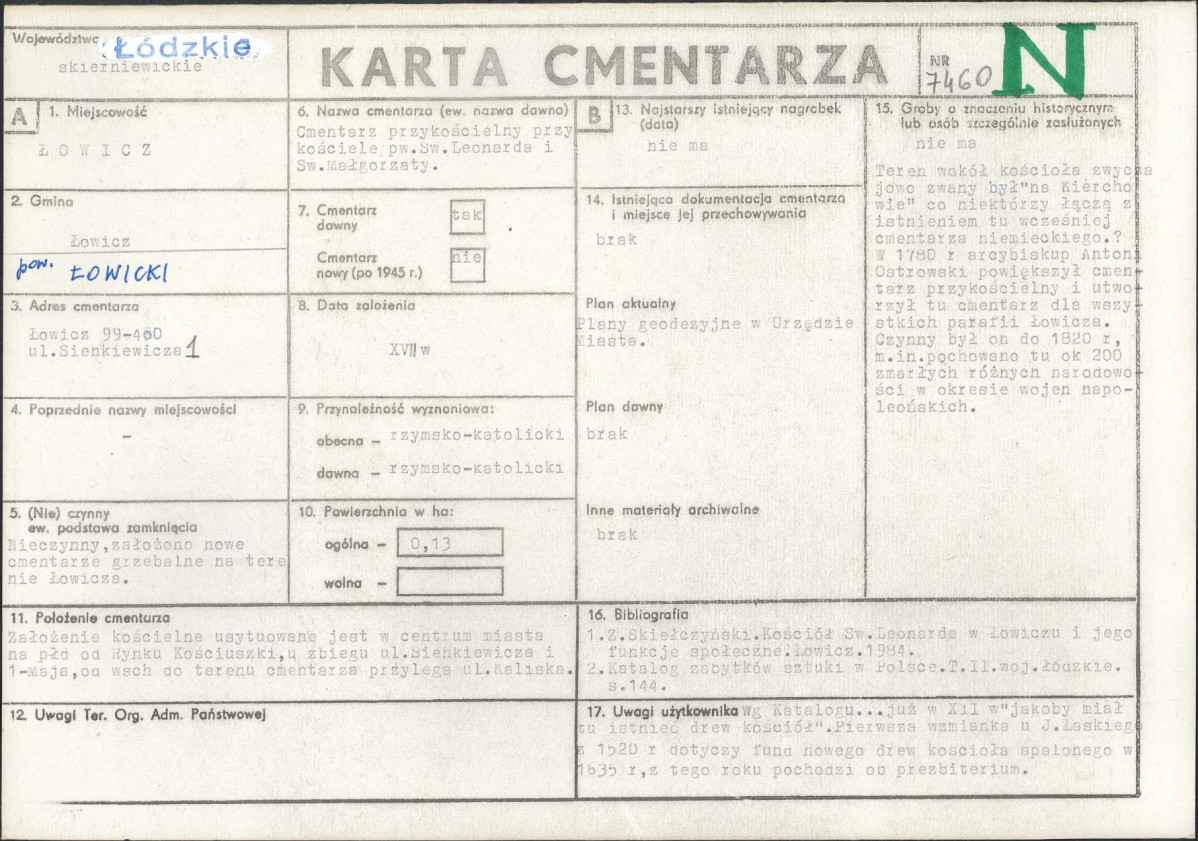 Karta cmentarza, skan nr 1