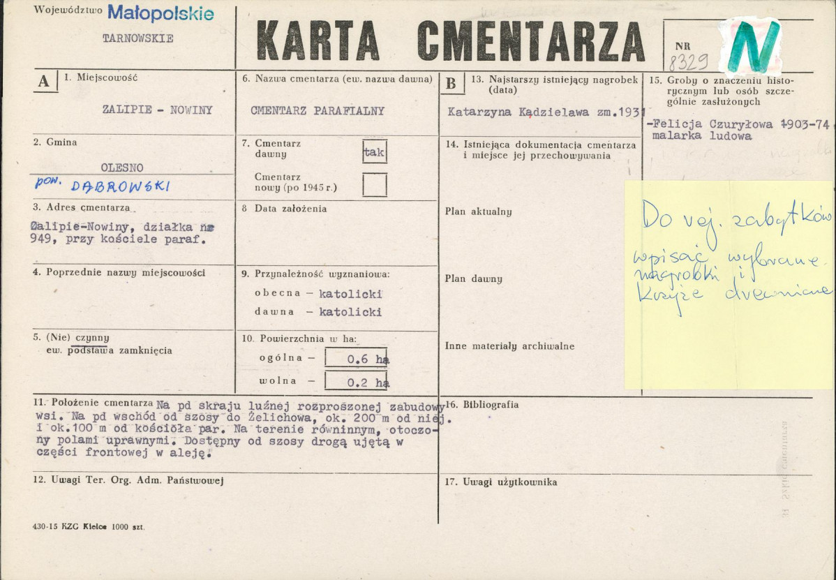 Karta cmentarza, skan nr 1