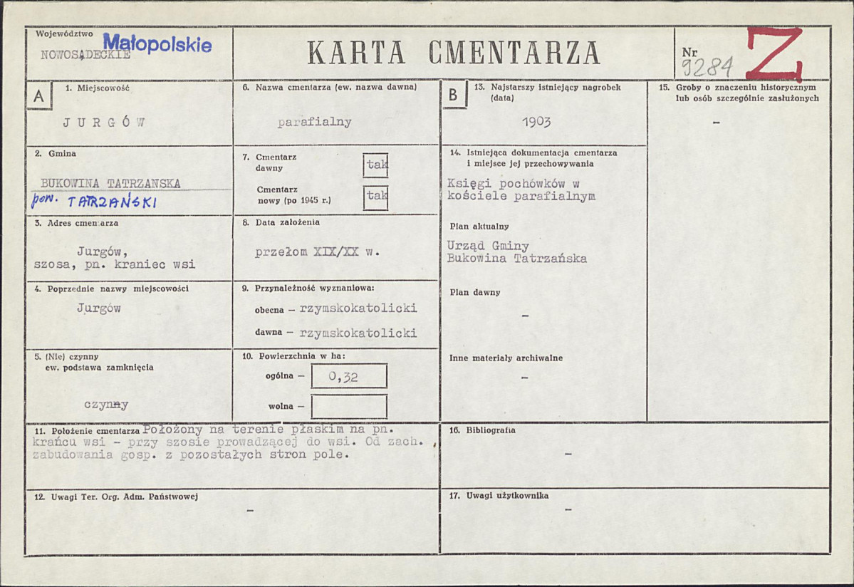 Karta cmentarza, skan nr 1