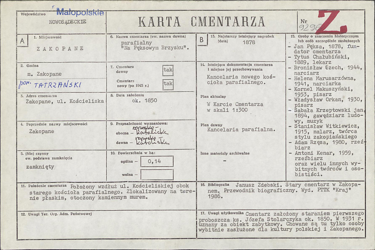 Karta cmentarza, skan nr 1