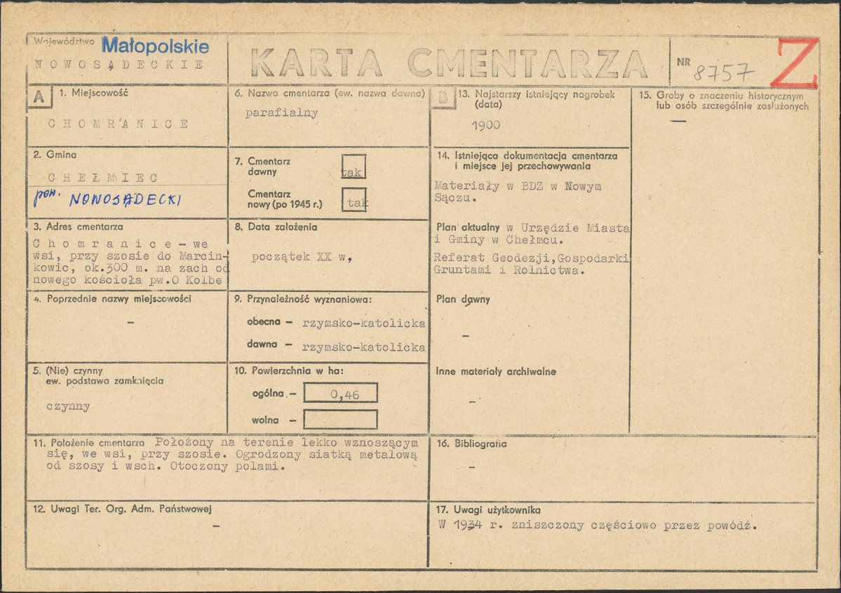 Karta cmentarza, skan nr 1