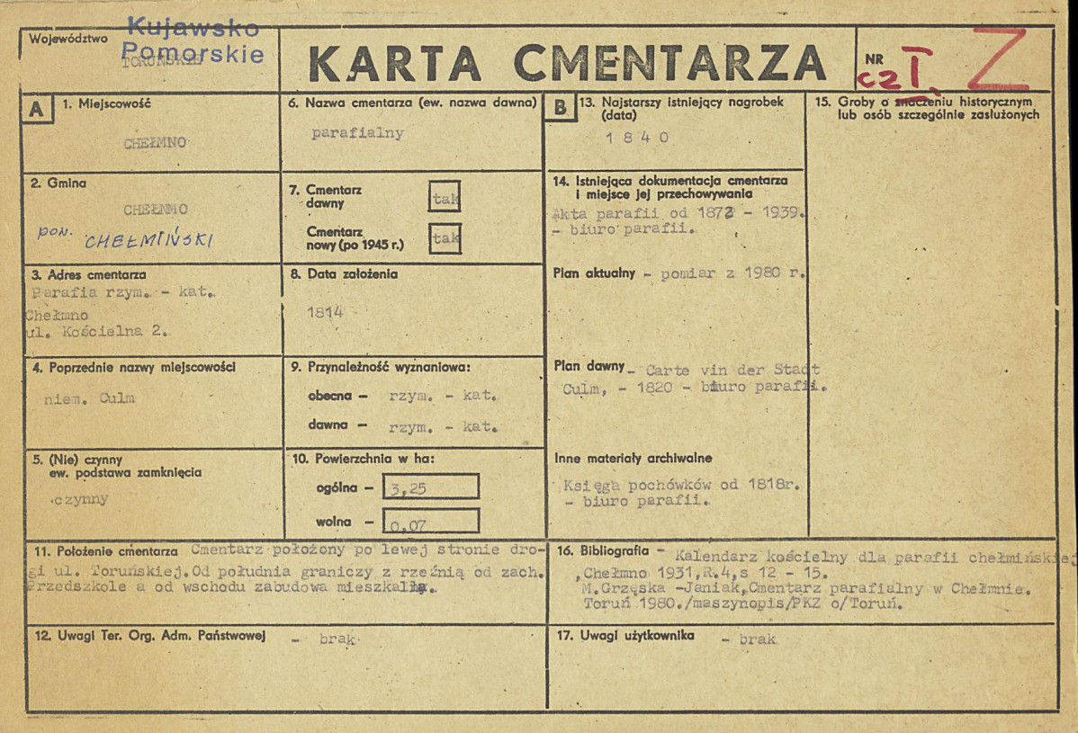 KC - Karta cmentarza, skan nr 1