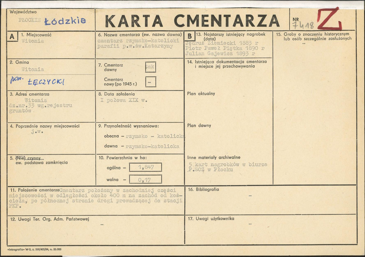 Karta cmentarza, skan nr 1