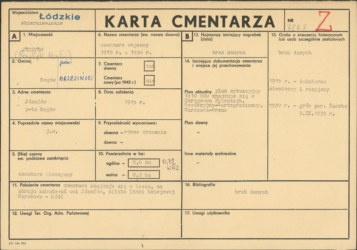 KC - Karta cmentarza, skan nr 1
