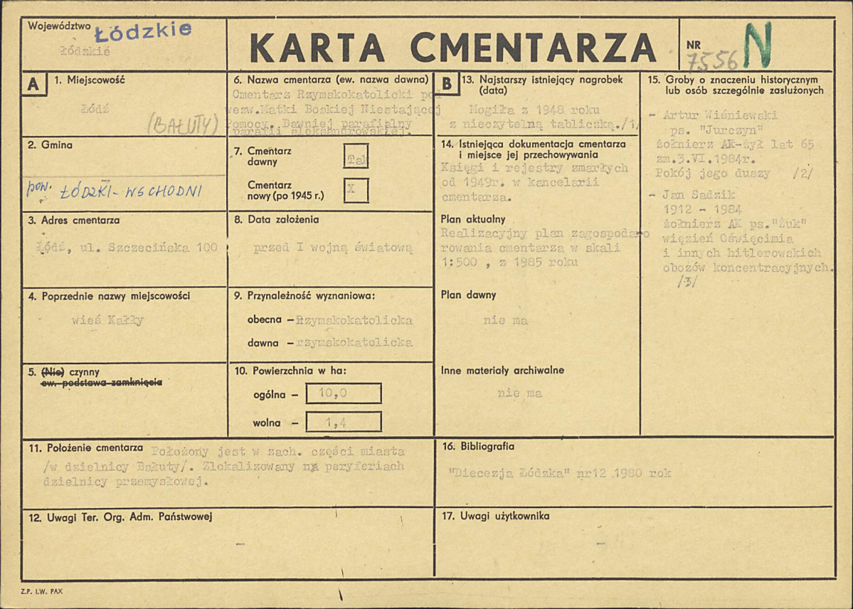 Karta cmentarza, skan nr 1