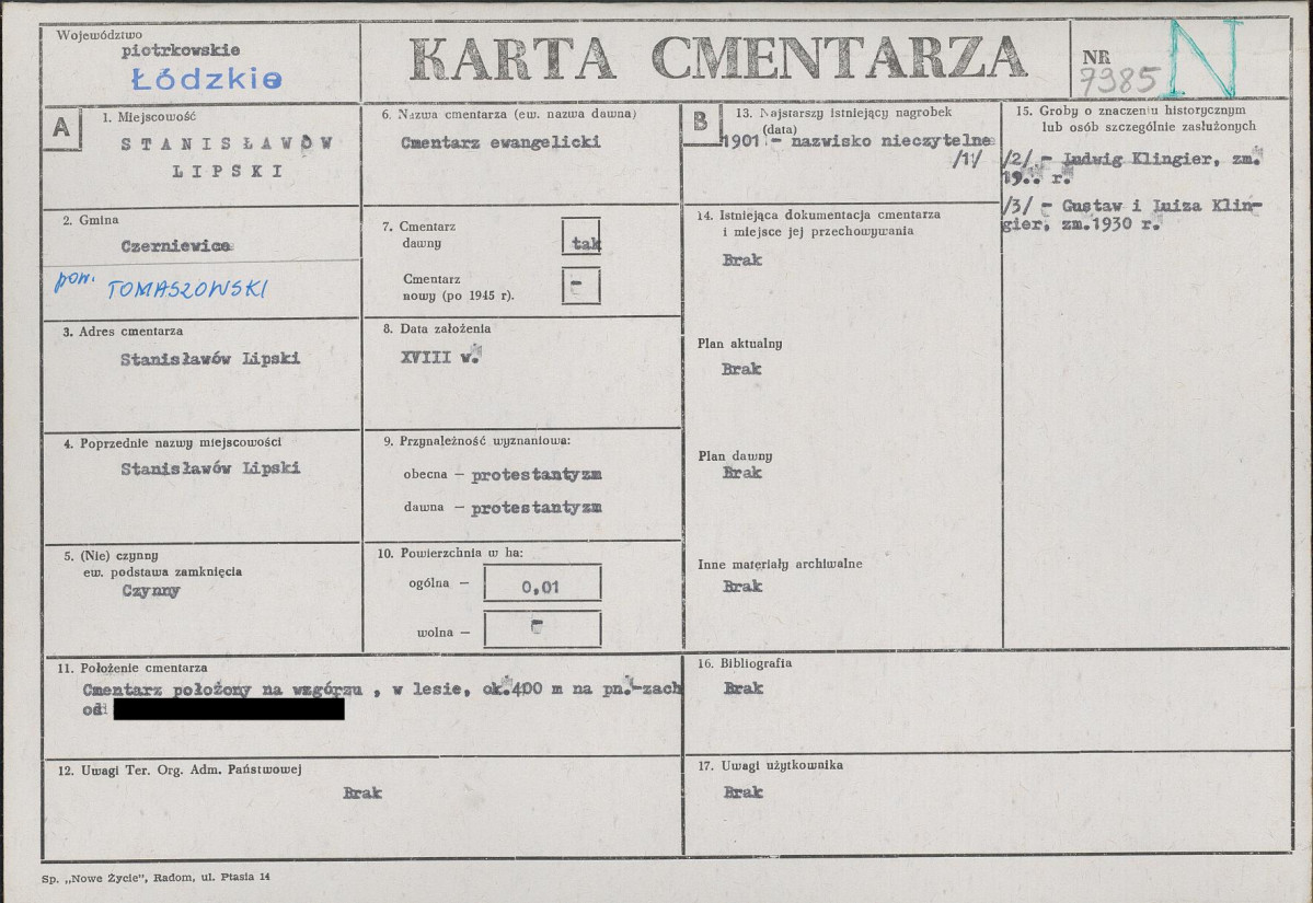 KC - Karta cmentarza, skan nr 1