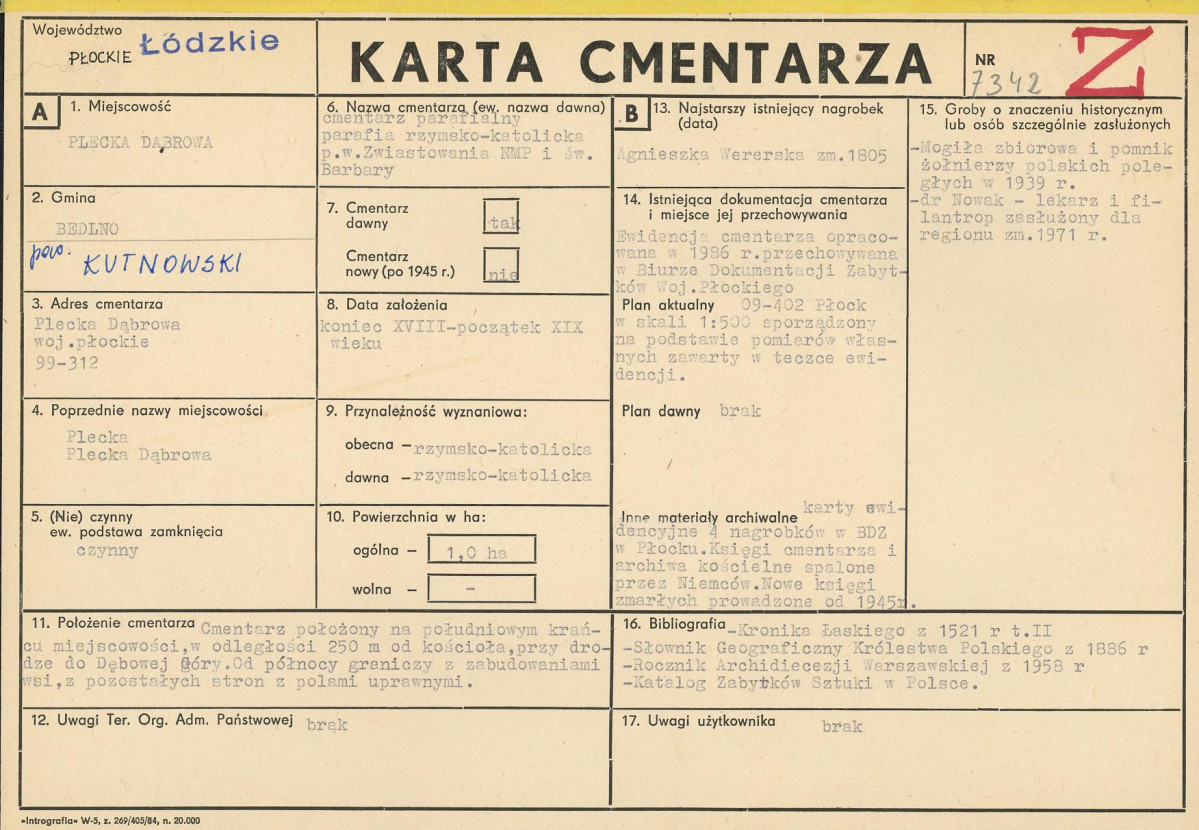 Karta cmentarza, skan nr 1