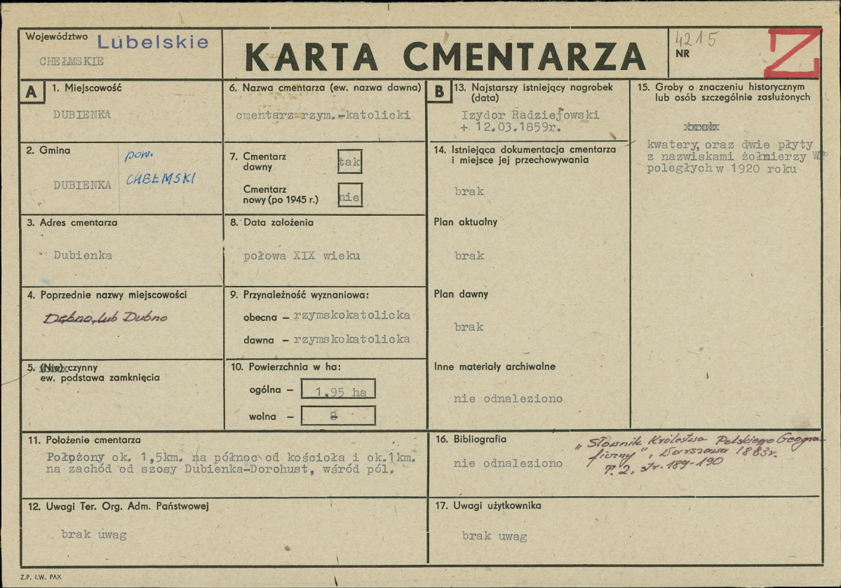 Karta cmentarza, skan nr 1